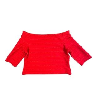 Vintage Cattiva New York Red Off The Shoulder Top Ruffles Textured Glam Size XL